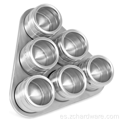 Triangle Magnetic Round Storage 6 Jars Rack de especias